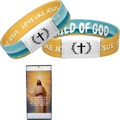 Daily Bible Verse Bracelet Scan with NFC, Wearable Christian Scripture Bracelets, Stretchable Christian Wristband Gifts for Men Women Teen Girls in Saudi Arabia