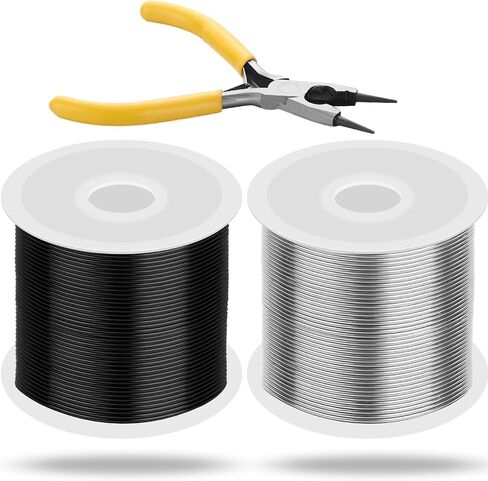 2 Rolls 20 Gauge Wire for Jewelry Making and Pliers Silver Craft Wire Tarnish Resistant Jewelry Beading Wire for DIY Jewelry Craft Making Supplies (Copper, Silver) in Saudi Arabia