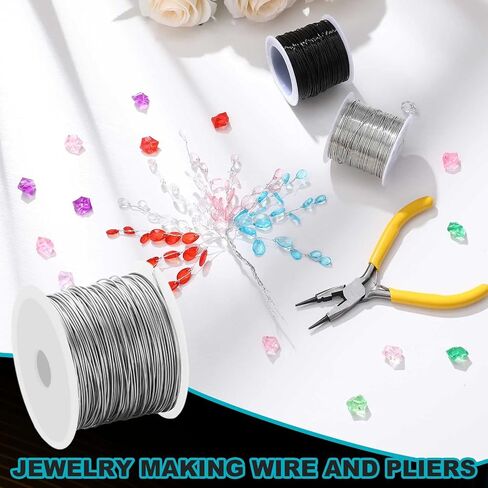 2 Rolls 20 Gauge Wire for Jewelry Making and Pliers Silver Craft Wire Tarnish Resistant Jewelry Beading Wire for DIY Jewelry Craft Making Supplies (Copper, Silver) in Saudi Arabia