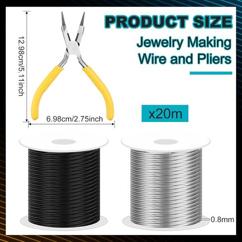 2 Rolls 20 Gauge Wire for Jewelry Making and Pliers Silver Craft Wire Tarnish Resistant Jewelry Beading Wire for DIY Jewelry Craft Making Supplies (Copper, Silver) in Saudi Arabia