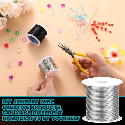 2 Rolls 20 Gauge Wire for Jewelry Making and Pliers Silver Craft Wire Tarnish Resistant Jewelry Beading Wire for DIY Jewelry Craft Making Supplies (Copper, Silver) in Saudi Arabia