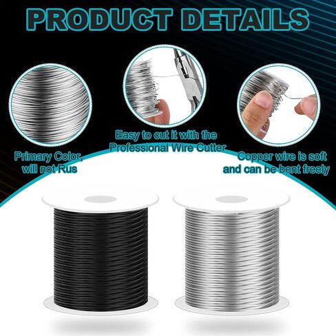 2 Rolls 20 Gauge Wire for Jewelry Making and Pliers Silver Craft Wire Tarnish Resistant Jewelry Beading Wire for DIY Jewelry Craft Making Supplies (Copper, Silver) in Saudi Arabia