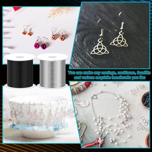 2 Rolls 20 Gauge Wire for Jewelry Making and Pliers Silver Craft Wire Tarnish Resistant Jewelry Beading Wire for DIY Jewelry Craft Making Supplies (Copper, Silver) in Saudi Arabia