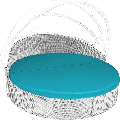 Splicing 75" Round Daybed Cushion Replacement Cover Breathable Water-resistantOutdoor Patio Furniture Sunbed Half Enclosed Cushion Covers (Peacock Blue) in Kuwait