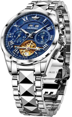 OUPINKE Watches for Men Automatic Skeleton Self Winding Dress Wrist WatchBusiness Waterproof Luminous Tungsten… in Saudi Arabia