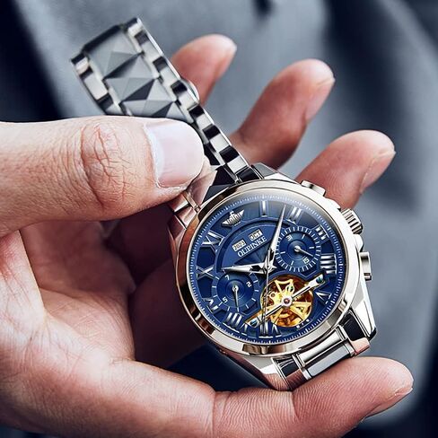 OUPINKE Watches for Men Automatic Skeleton Self Winding Dress Wrist WatchBusiness Waterproof Luminous Tungsten… in Saudi Arabia