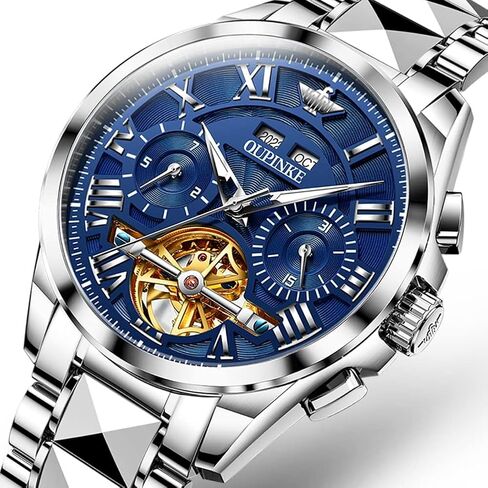 OUPINKE Watches for Men Automatic Skeleton Self Winding Dress Wrist WatchBusiness Waterproof Luminous Tungsten… in Saudi Arabia