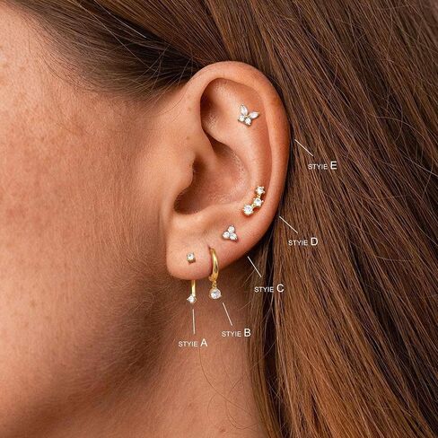 jstyle hypoallergenic الجراحية الأقراط الفولاذية للنساء 14K حلق الذهب مجموعة مجموعة من الفولاذ المقاوم للصدأ الأقراط in Saudi Arabia