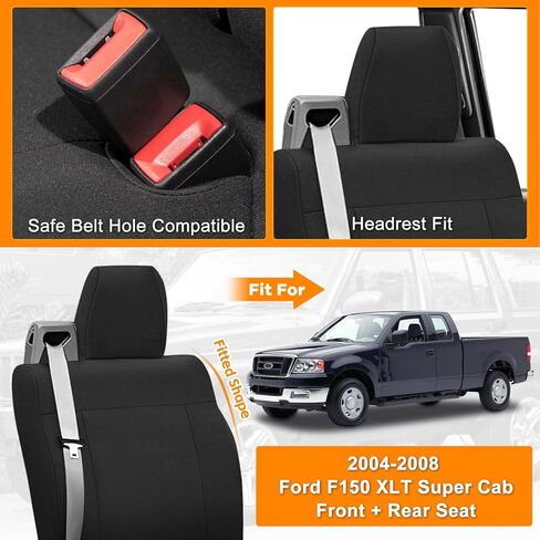 غطاء مقعد الشاحنة متوافق مع 2004-2008 Ford F150 XLT Super Cab Front & Bear ، غطاء مقعد ثقيل من القماش المحبوك in Kuwait