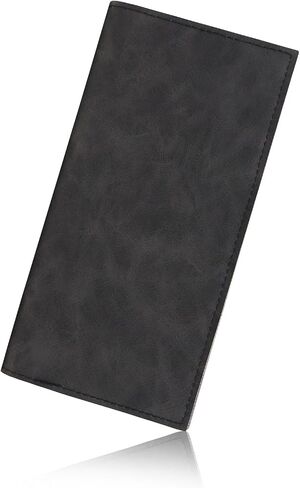 Mens Wallet, PU Leather Card Wallet Card Holder Wallet with Multiple Card Slots for Men, Long Bifold Travel Wallet Slim Wallet with ID Window for Travel, Date (black) in Saudi Arabia