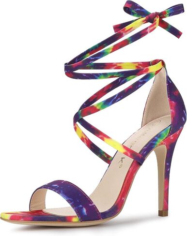 Allegra K Women's Tie Dye Lace Up Stiletto Heel Sandals in Saudi Arabia