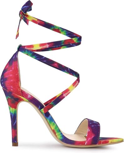 Allegra K Women's Tie Dye Lace Up Stiletto Heel Sandals in Saudi Arabia