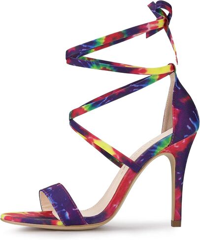 Allegra K Women's Tie Dye Lace Up Stiletto Heel Sandals in Saudi Arabia