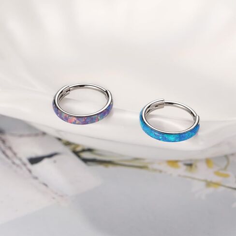 FUNLMO 316L Surgical Steel Conch Piercing Jewelry Cartilage Hoop Earring Nose Ring Hoop Helix Hoop Earring Conch Hoop Broadside Opal Conch Earring in Saudi Arabia