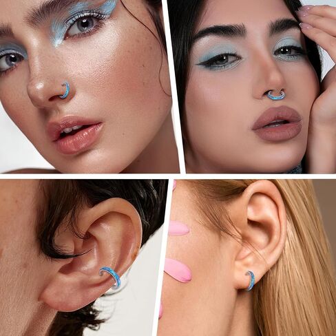 FUNLMO 316L Surgical Steel Conch Piercing Jewelry Cartilage Hoop Earring Nose Ring Hoop Helix Hoop Earring Conch Hoop Broadside Opal Conch Earring in Saudi Arabia