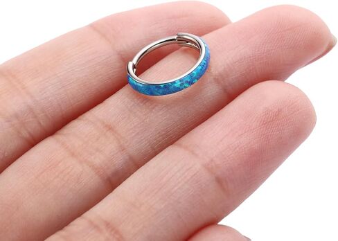 FUNLMO 316L Surgical Steel Conch Piercing Jewelry Cartilage Hoop Earring Nose Ring Hoop Helix Hoop Earring Conch Hoop Broadside Opal Conch Earring in Saudi Arabia