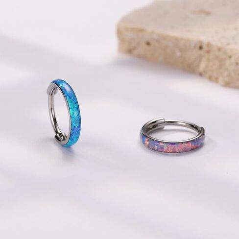 FUNLMO 316L Surgical Steel Conch Piercing Jewelry Cartilage Hoop Earring Nose Ring Hoop Helix Hoop Earring Conch Hoop Broadside Opal Conch Earring in Saudi Arabia