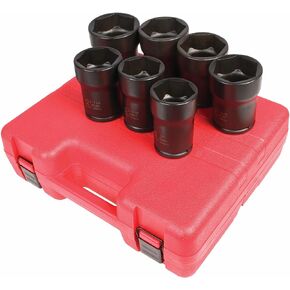 SUNEX TOOLS 4667 3/4-Inch Drive Truck Pinion Locknut Impact Socket Set, 7 piece