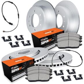 R1 Concepts Front and Rear Brakes and Rotors| Hardware Included| Front and Rear Super Duty Brake Pads and Rotors Kit| Fits 2007-2009 Dodge Sprinter; 2007-2018 Freightliner Sprinter