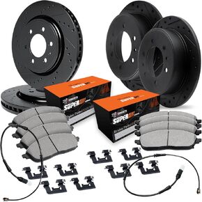 R1 Concepts Front and Rear Brakes and Rotors| Hardware Included| Front and Rear Super Duty Brake Pads and Rotors Kit| Fits 2007-2009 Dodge Sprinter; 2007-2018 Freightliner Sprinter