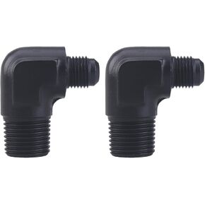 4AN to 1/4" NPT Male Swivel 90 Degree Fitting Adapter Black Aluminum (Pack of 2)