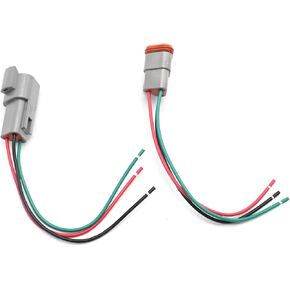 1 Pair 14 AWG DT Wire Connector, 3-Pin Pigtail Harness Connector, Replacement for Motorcycles, Boats Cars Automotive Lights Trucks
