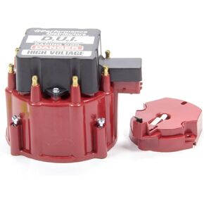 كاب ودوار كيت ، طرفي نمط HEI ، محطات نحاسية ، مشبك لأسفل ، أحمر ، غير تنفيس ، Chevy V8 ، Kit