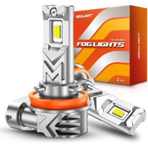 مصباح ضباب LED LED SEALIGHT H11/H16/H8 لمبة ضباب LED أو DRL ، 13000LM 6500K ضوء أبيض ، 800 ٪ سطوع H11 LED أضواء الضباب ، 60000HRS عمر 1: 1 بديل H8 H16 مصباح الضباب