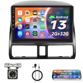 2G 32G Radio for Honda CRV 2002-2006 Android Car Stereo with GPS Navigation, Rimoody 9 Inch Touchscreen Support Bluetooth WiFi Mirror Link FM SWC Rear View Camera Microphone