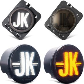 LED Amber Turn Signal w/White Parking Lights & White Front Fender Side Marker Lights Compatible with 2007-2018 Wrangler JK JKU, 4 Pcs Per Set, Smoked Len
