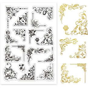 GLOBLELAND Flower Vine Lace Clear Stamps for Card Making Decorative Vine Corner Background Transparent Silicone Stamps for DIY Scrapbooking Supplies Embossing Paper Card Album Decoration Craft in Kuwait