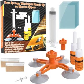 Windshield Repair Kit, Upgraded Windshield Chip Repair Kit with Pressure Syringes,Automotive Windshield Crack Repair Kit, Glass Repair Kit Quick Fix for Fixing Bulls-Eye, Star-Shaped Crack new version