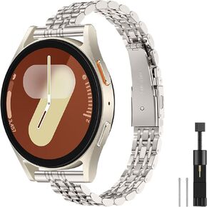Slim Stainless Steel Bands Compatible for Samsung Galaxy Watch 7/FE/6/5/4 40mm 44mm, Watch 6/4 Classic 43mm 47mm 42mm 46mm, 5 Pro 45mm, 20mm Dressy Metal Chain Thin Strap for Women