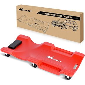 Nilight 40 "Mechanic Plastic Creeper -40 بوصة عربة مرآب متداخلة ذات نفايات مع مسند رأس مبطن ، صواني الأدوات المزدوجة و 6 عجلات ، أسود