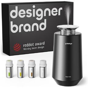 Smart Car Air Freshener Diffuser - Included 4 Luxury Hotel Quality Aroma Oils with Rechargeable Waterless Essential Diffuser, Auto On/Off Adjustable Concentration Scent Machine