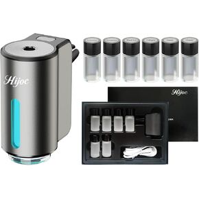 Car Diffuser,Essential Oil Aroma Diffuser for Automobile – USB Rechargeable Scent Diffuser Smart Air Freshener with 6pcs Oil & Auto On/Off,Grey