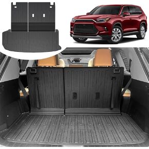 بطانة البضائع لعام 2025 2024 ملحقات Grand Highlander ، مسند BACK CARGO MAT SET 2 في 1 MAT All-Weather TPE PRACK PROTTORTOR STANT