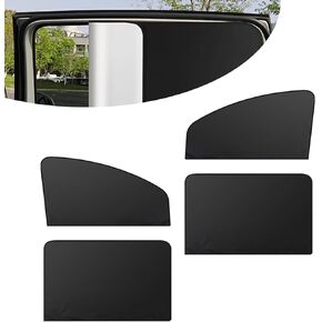 4 PCS Car Window Sun Shade, Heat-insulating Sun-proof Privacy Protection Cover, Window Free Lifting Ventilation Adsorption-type Blackout Curtains, for Cars Foldable Portable Parts (Black)