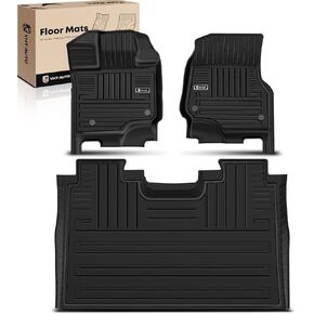 YHTAUTO Automotive Floor Mats Replacement for 2015-2024 Ford F-150 F150 SuperCab & SuperCrew All Weather Car Mats Custom Fit TPE Liners Front Seat, Waterproof Anti-Slip Odorless Car Mats Black
