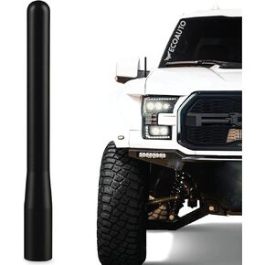 Ecoauto Short Houdenna Ford Fits F150 F250 F350 Super Duty ، Bronco ، Ford Raptor Associory & Dodge RAM - تصميم مضاد للسرقة - هوائي آمن Carwash للشاحنة طوله 4 بوصات (أسود)