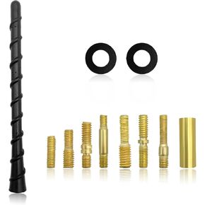 Car Spiral Antenna, 7 Inch Flexible Rubber Retrofit Antenna with Screw Adapters, Waterproof Non-Slip Car Toppers Antenna Replacement for Trucks Cars SUVs, Exterior Car Accessories