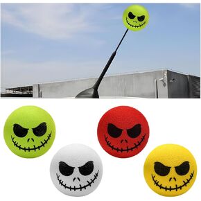 4 PCS Car Antenna Toppers, Funny Halloween Skull Spooky Smile Car Antenna Areial Balls, Skull Smile Face Antenna Topper Exterior Decor Doll for Most Vehicles, Car Accessories