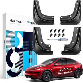 Wigoo 2025 New Tesla Model Y Juniper Accessories Mud Flaps [Stay Clean, Protect Paint] All Weather Guards, No Drilling Required, for Tesla New Model Y 2025 2026 Launch, Thicker Version (Set of 4)