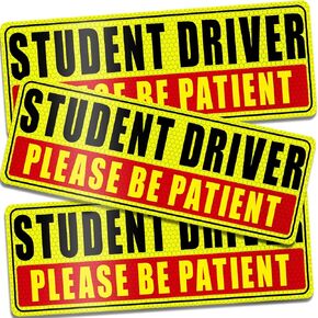 Sukh Student Driver Magnet للسيارة - كن مريضًا طالب سائق المغناطيس الجديد الطالب ملصق سائق سائق تحذير السلامة علامات عاكسة قابلة لإعادة الاستخدام 3 أجهزة كمبيوتر
