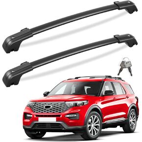 Lockable 260lbs Roof Rack Cross Bars Compatible with Ford Explorer 2020 2021 2022 2023 2024 2025, Heavy Duty Anti-Theft Aluminum Roof Rails Crossbars Rooftop Cargo Basket Carrier Luggage