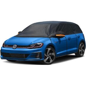 Kayme Half Car Cover, Windshield Cover for Ice and Snow Top with Reflective Straps, Roof Cover Waterproof All Weather Dust, Sun Protection. Front Rear Window Cover Fit SUV. YL (143''-157'')