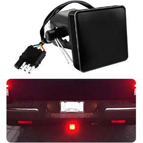 15 LED Brake Light Trailer Hitch Cover, Super Bright Automotive Lens Square Tail Light, Waterproof Tow Hitch Brake Turn Lights Universal Fit 2" Receiver, Car Accessories