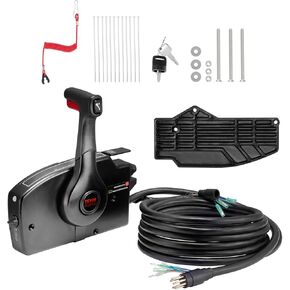 VEVOR Boat Throttle Control, 881170A15 Side-Mounted Outboard Remote Control Box, Features Power Trim Switch, 16.3 ft Harness 8+4 Pin, and Lanyard, Marine Throttle Control Box for Mercury PT 2-Stroke