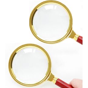 Magnifying Glass 10x Magnification Magnifier Handheld Magnifier for Science, Reading Book, Inspection. (10x Handheld Magnifier-Wooden Handle)