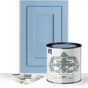 ALL-IN-ONE Paint, Almond (Off White, Tan Undertone), 32 Fl Oz Quart. Durable cabinet and furniture paint. Built in primer and top coat, no sanding needed.